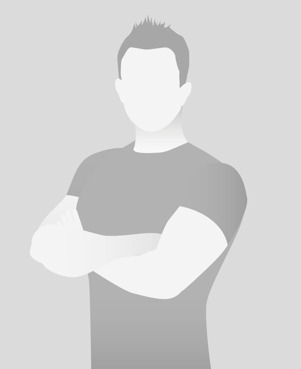 Illustration einer gesichtslosen Person mit kurzen Haaren und verschränkten Armen, die ein kurzärmeliges Hemd trägt, auf einfarbigem grauem Hintergrund.